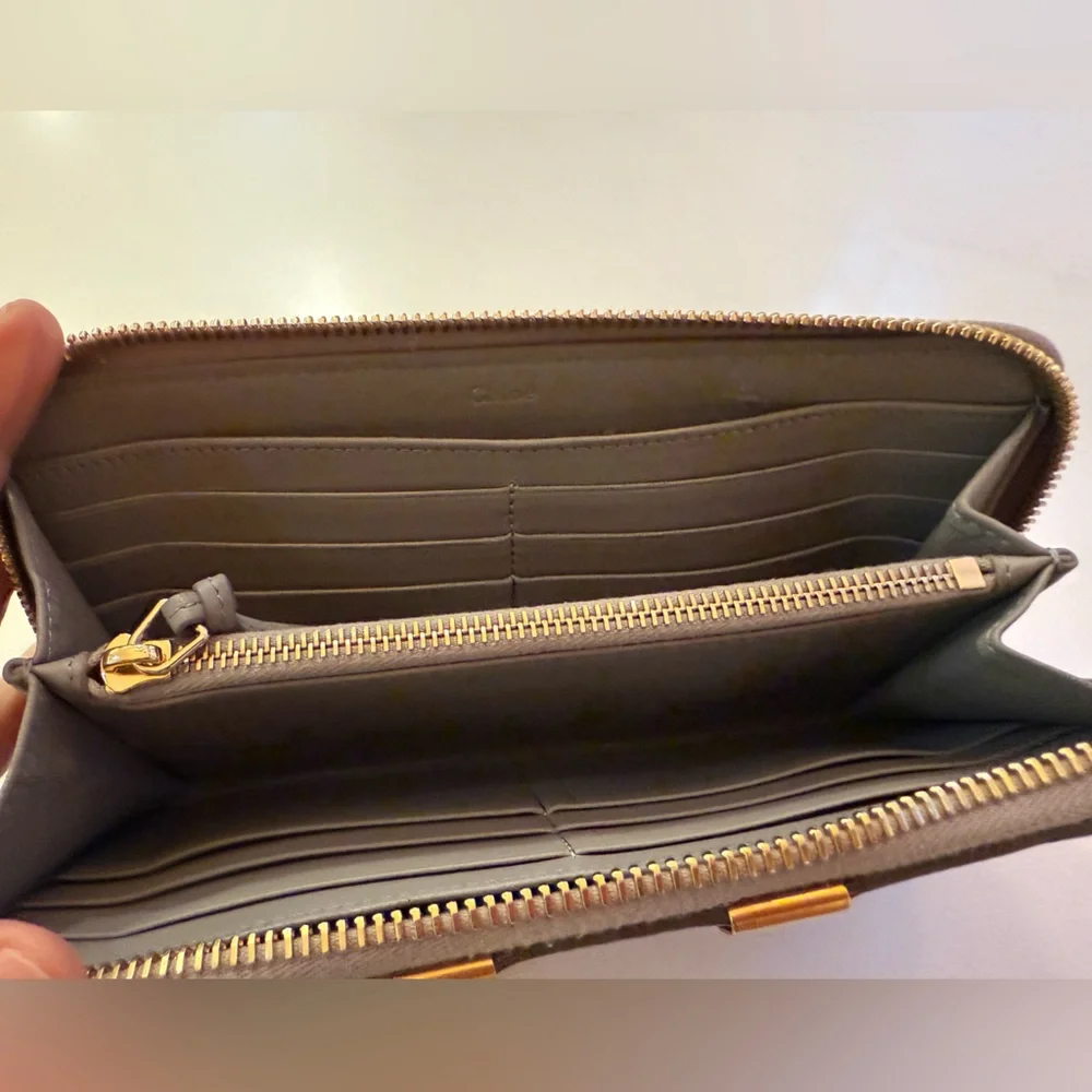 Chloe Marcie Full Zip Around Continental Wallet Gray - Picture 7 of 15